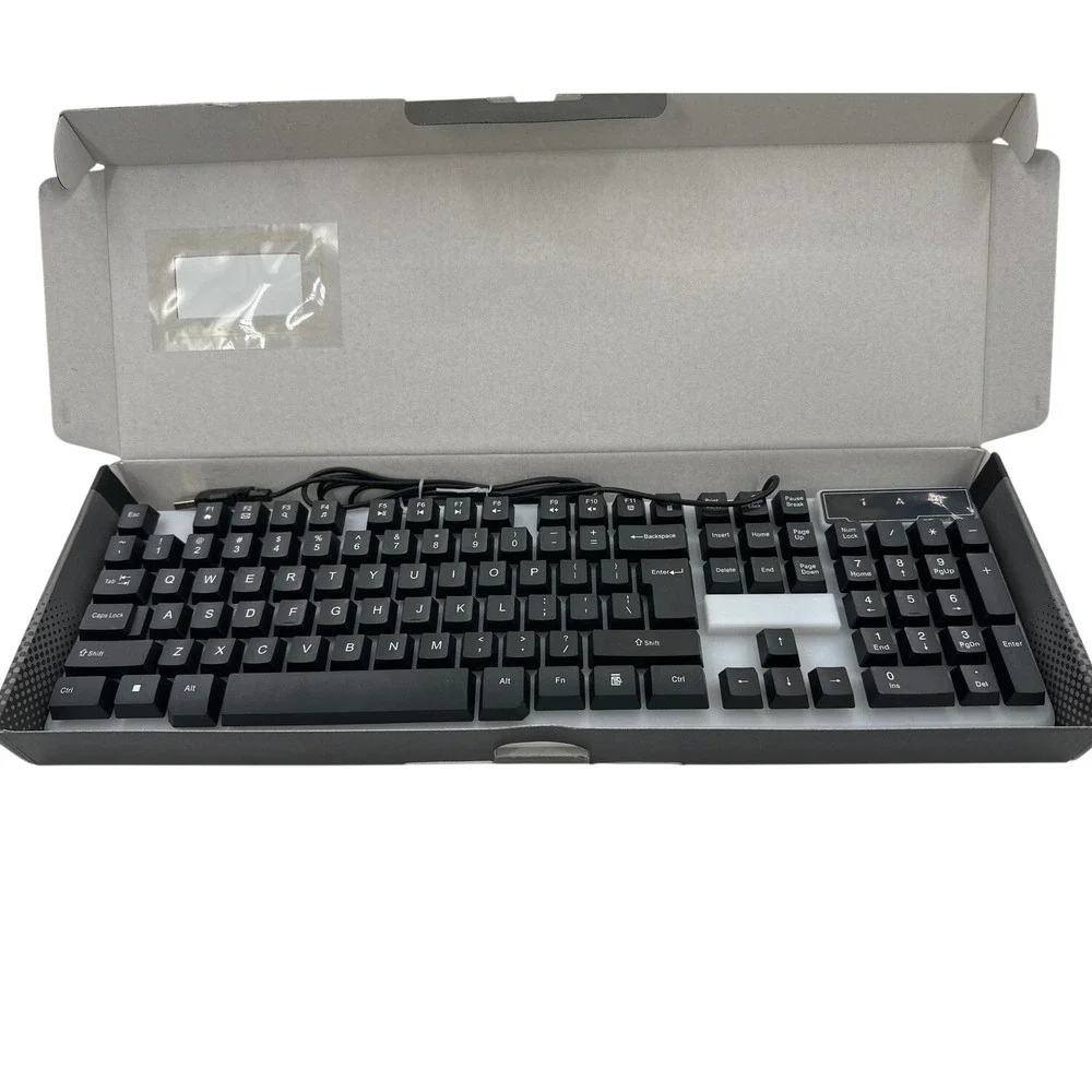 Unlocked Wired LED Gaming Keyboard Black Rainbow Backlit 104 Keys USB New